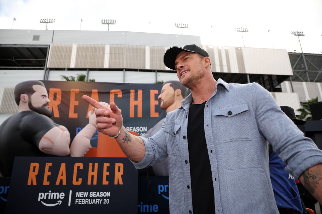 Alan Ritchson attends the "Reacher" activation on the midway prior to the NASCAR Cup Series Daytona 500 at Daytona International Speedway on February 16, 2025 in Daytona Beach, Florida
