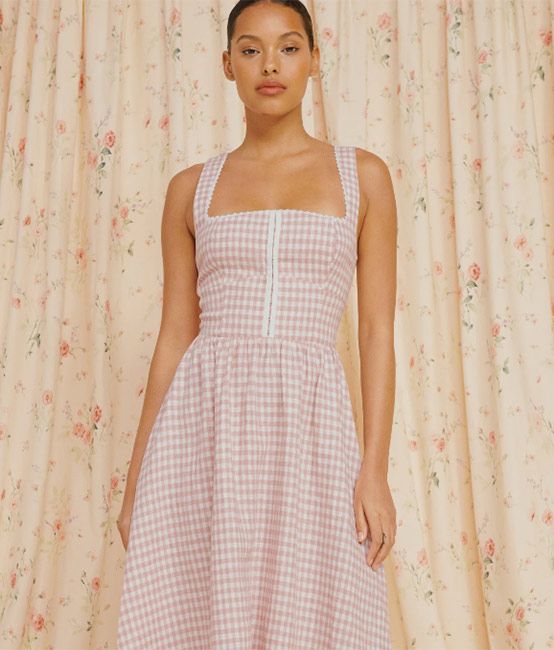 reformation pink gingham dress