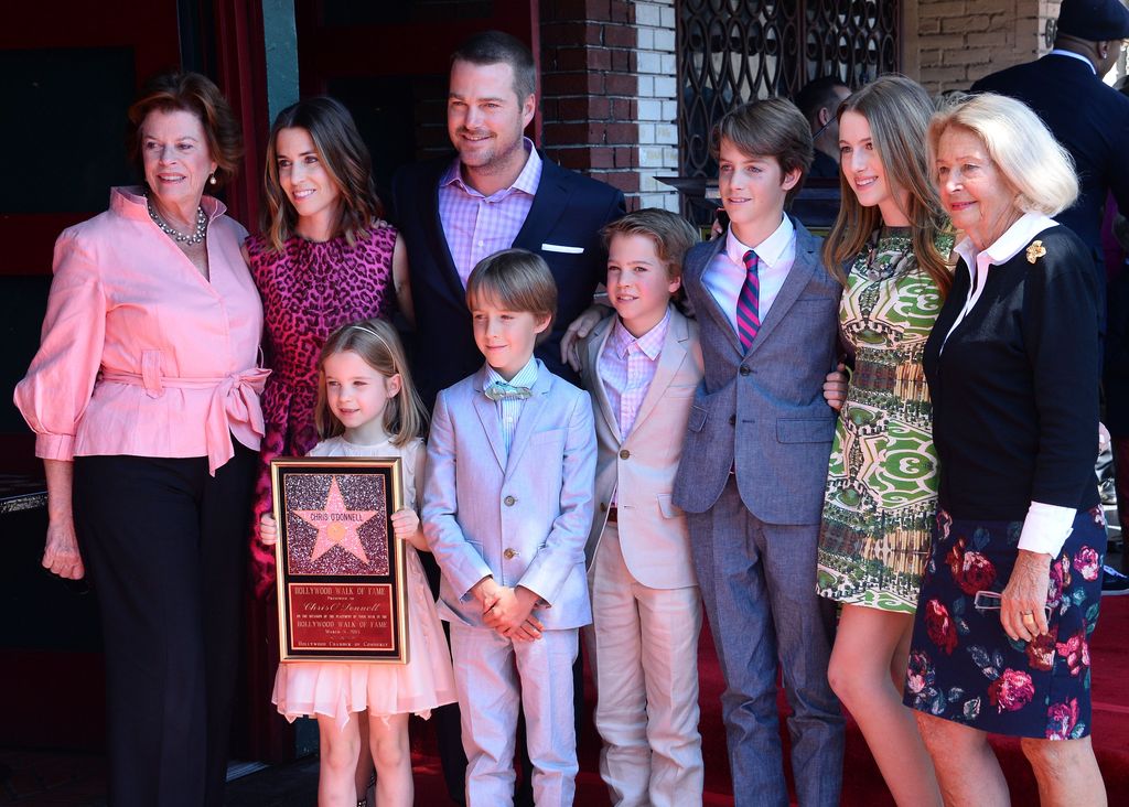 Chris O'Donnell with his wife Caroline Fentress and their children Maeve Frances, Finley, Charles McHugh, Christopher Eugene and Lily Anne during an unveiling ceremony honoring him with the 2,544th star on the Hollywood Walk of Fame in Los Angeles on Marc