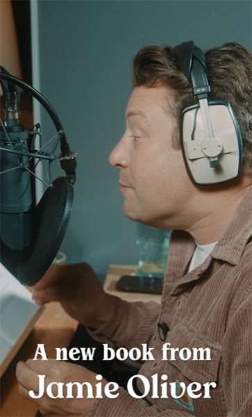 Jamie Oliver in a recording studio