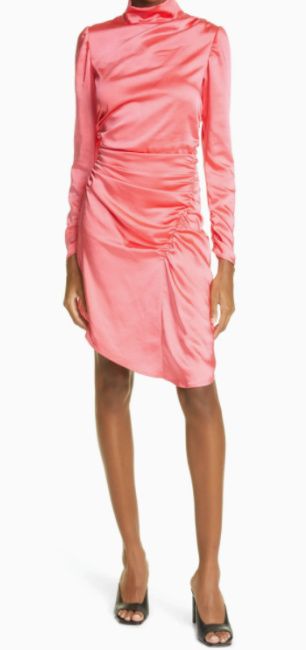 amy robach ruched high neck dress