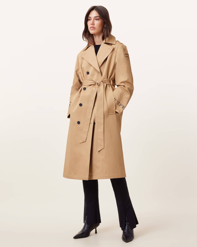Demmi Oversized Belted Trench Coat at AllSaints