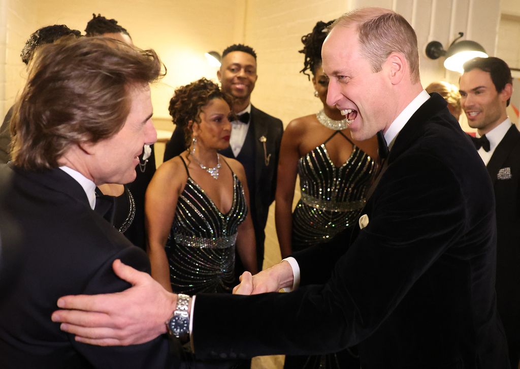 Prince William, Prince Of Wales speaks to Tom Cruise as he attends London's Air Ambulance Charity Gala Dinner at The OWO on February 7, 2024 in London, England. (Photo by Daniel Leal - WPA Pool/Getty Images)