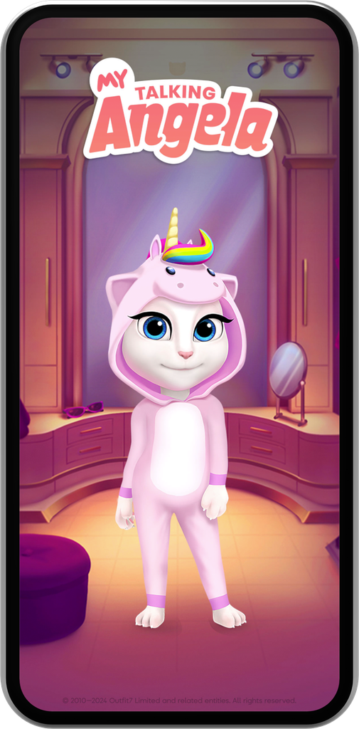 My Talking Angela wearing Unicorn Onesie 2018 outfit