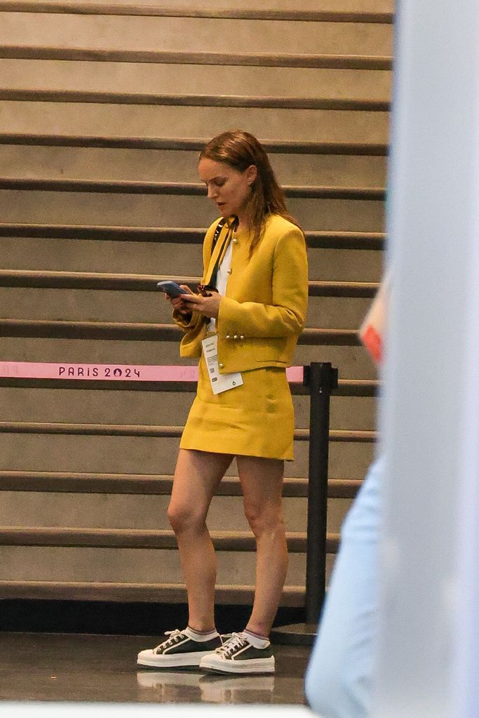 Natalie Portman is seen leaving the women's gymnastics final during the 2024 Olympic Games on July 30, 2024 in Paris, France. (Photo by MEGA/GC Images)