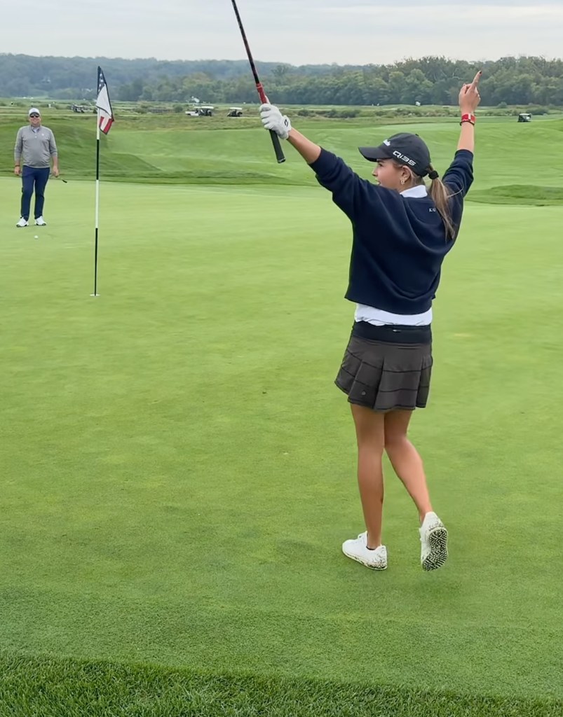 Kai shared a clip of herself golfing