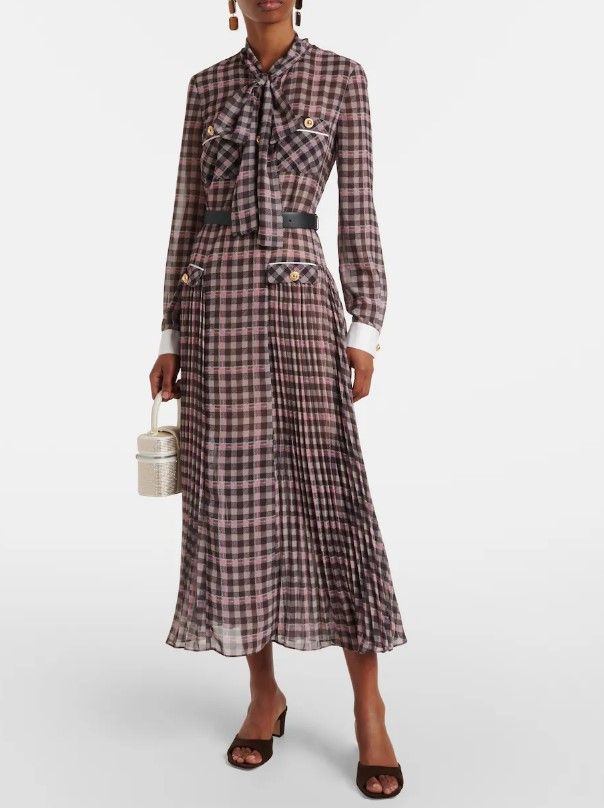 Beatrice wore the stunning 'Checked chiffon midi dress' by Self Portrait 