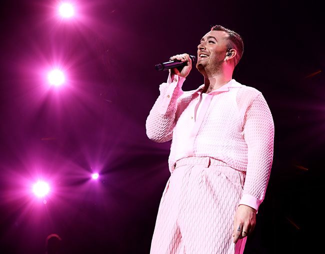 Sam Smith sings on stage