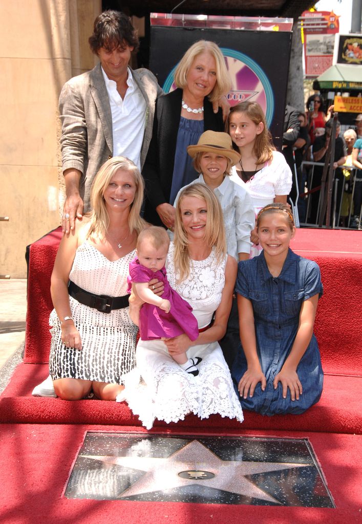 Cameron Diaz with sister Chimene and her family on the Hollywood Walk of Fame 