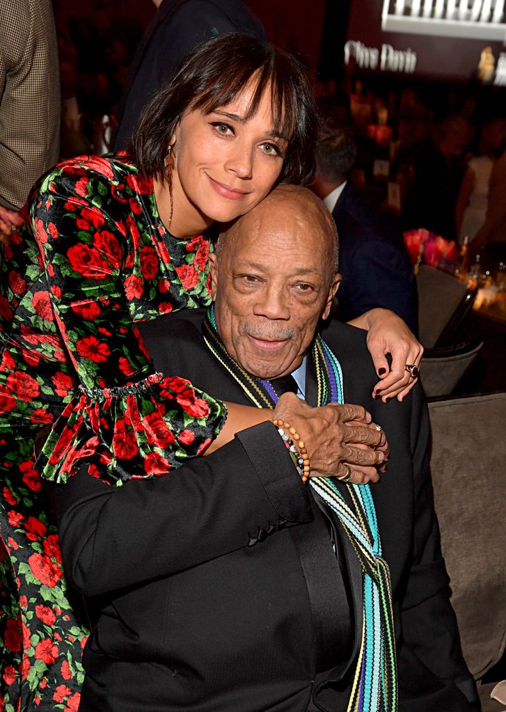 Rashida Jones and Quincy Jones attend the Pre-GRAMMY Gala and GRAMMY Salute to Industry Icons Honoring Sean "Diddy" Combs on January 25, 2020 in Beverly Hills, California.