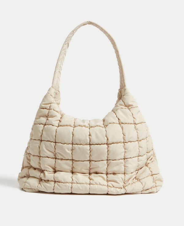 cream quilted marks and spencer bag product pic