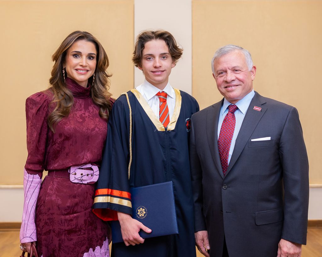 Prince Hashem with his proud parents, Queen Rania and King Abdullah