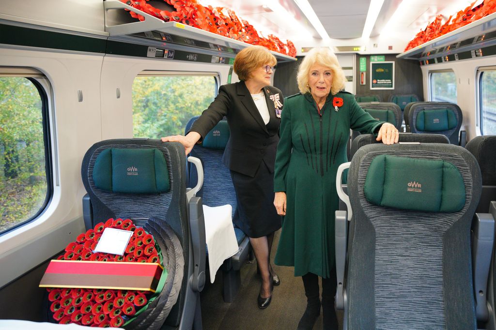Queen Camilla travelled by train from Chippenham in Wiltshire to London Paddington