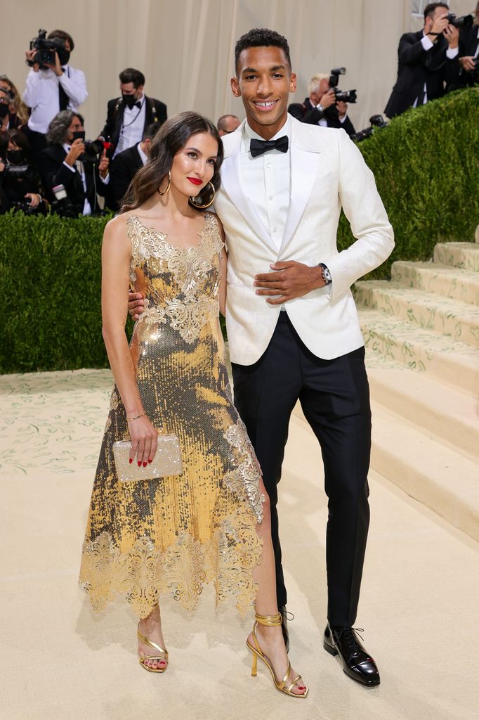 Felix Auger Aliassime (R) and guest attend The 2021 Met Gala Celebrating In America: A Lexicon Of Fashion at Metropolitan Museum of Art on September 13, 2021 in New York City