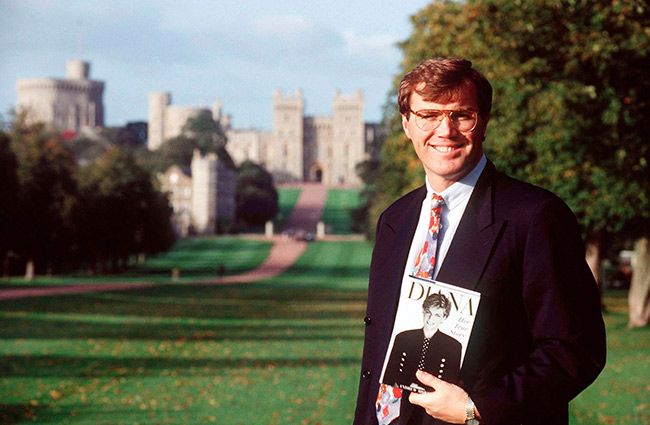 Andrew Morton with his book outside Windsor Castle