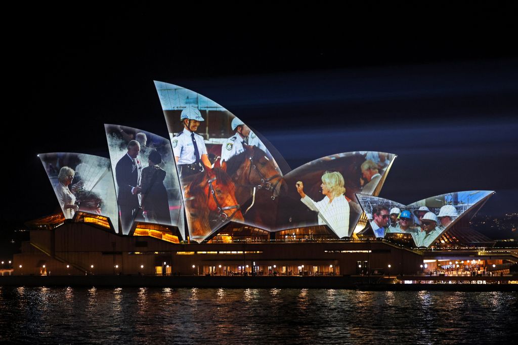 Photos of the couple were projected onto the landmark