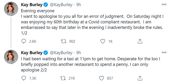 kay burley twitter apology