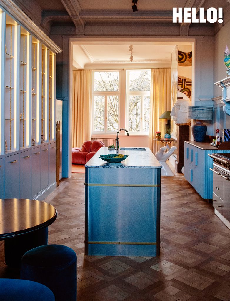 The kitchen in in the three-storey apartment in Antwerp’s Graanmarkt Square