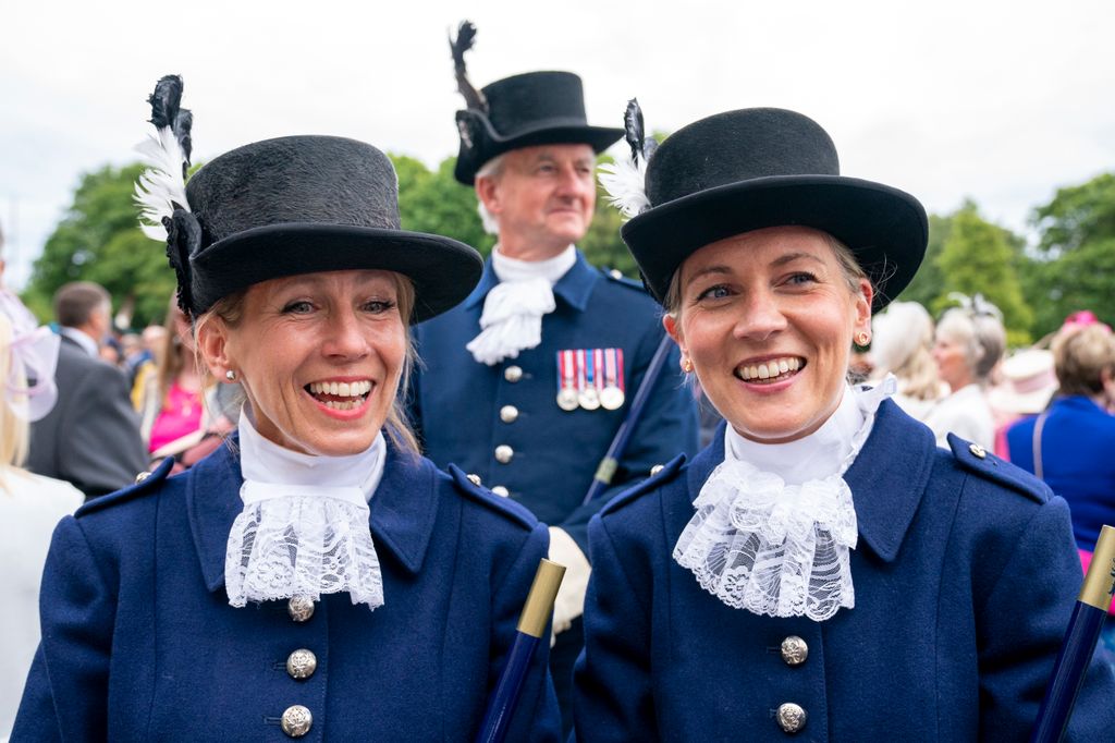 Belinda Hacking (left) and Victoria Webber two of the first female High Constables during the Sovereign's Garden Party held at the Palace of Holyroodhouse 