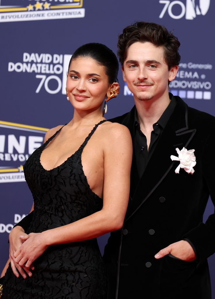 Timothee Chalamet and Kylie Jenner attend the photocall during the 70th David Di Donatello at Cinecitta Studios on May 07, 2025
