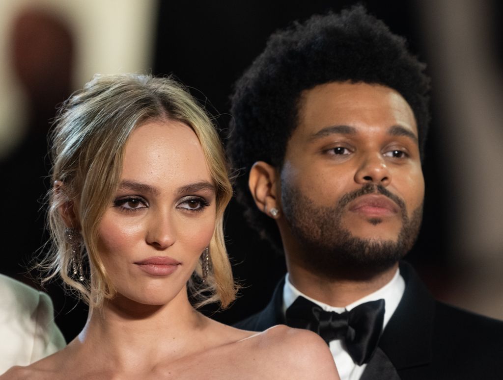 CANNES, FRANCE - May 22, Lily-Rose Depp and Abel Makkonen Tesfaye, The Weeknd on the red carpet of "The Idol" during the 76th Annual Cannes Film Festival