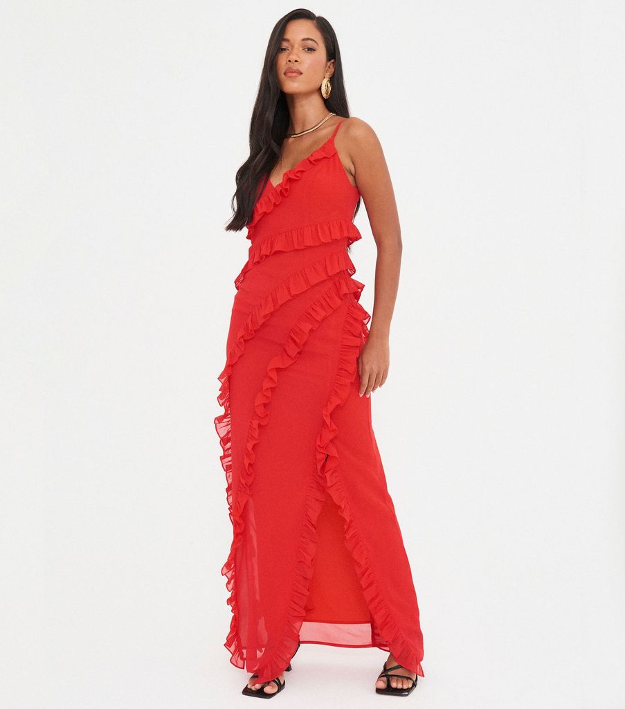 new look red ruffle dress 