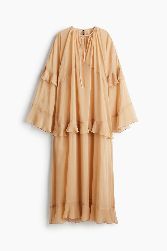 sandy coloured flounce dress