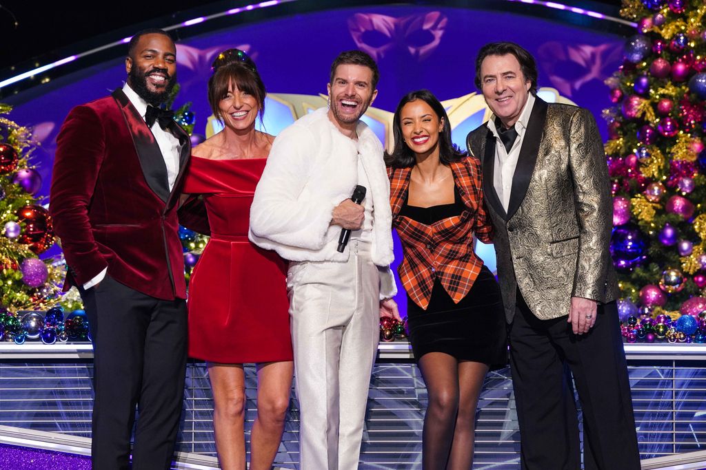 Mo Gilligan, Davina McCall, Jole Dommett, Maya Jama and Jonathan Ross in The Masked Singer: SR7: Christmas  Special on ITV1 and ITVX