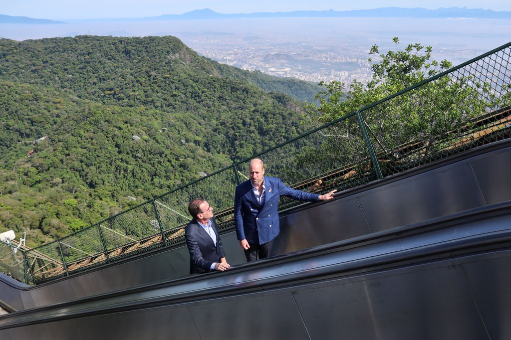 Mayor of Rio de Janeiro, Eduardo Paes and Prince William on a visit to Christ the Redeemer during day three of his visit to Brazil