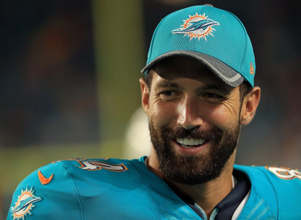 Jordan Cameron #84 of the Miami Dolphins looks on during a preseason game against the Tennessee Titans at Hard Rock Stadium on September 1, 2016 in Miami Gardens, Florida.