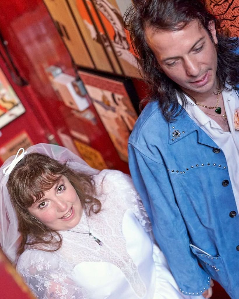 Lena Dunham and Luis Felber on their wedding day