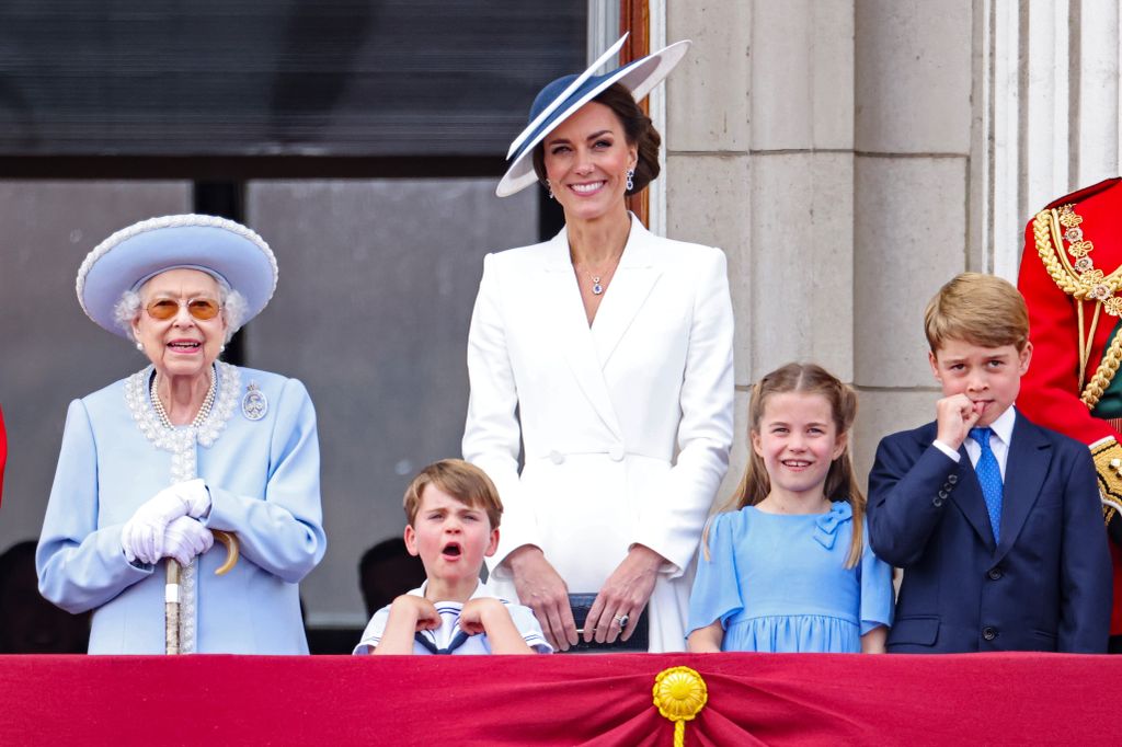 The Princess of Wales with the late Queen Elizabeth at Trooping the Colour 2022