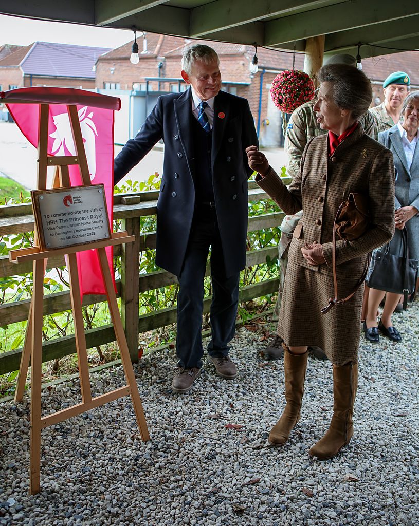 Princess Anne chats to Martin Clunes after unveiling a plaque