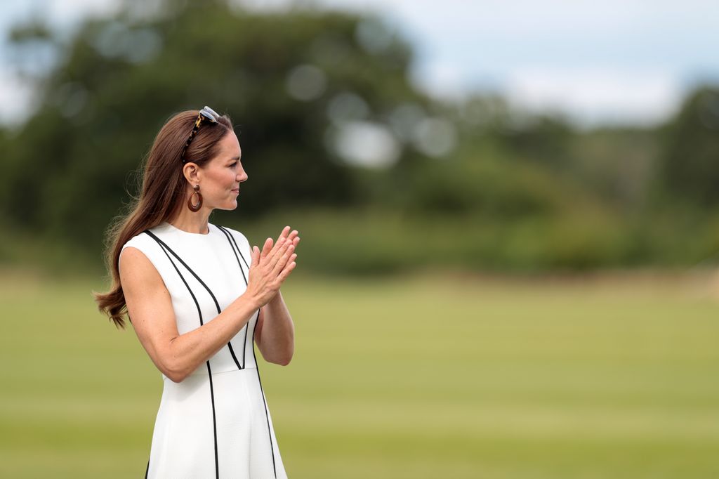 Kate showed off her toned arms in an Emilia Wickstead sleeveless dress at the Royal Charity Polo Cup in 2022
