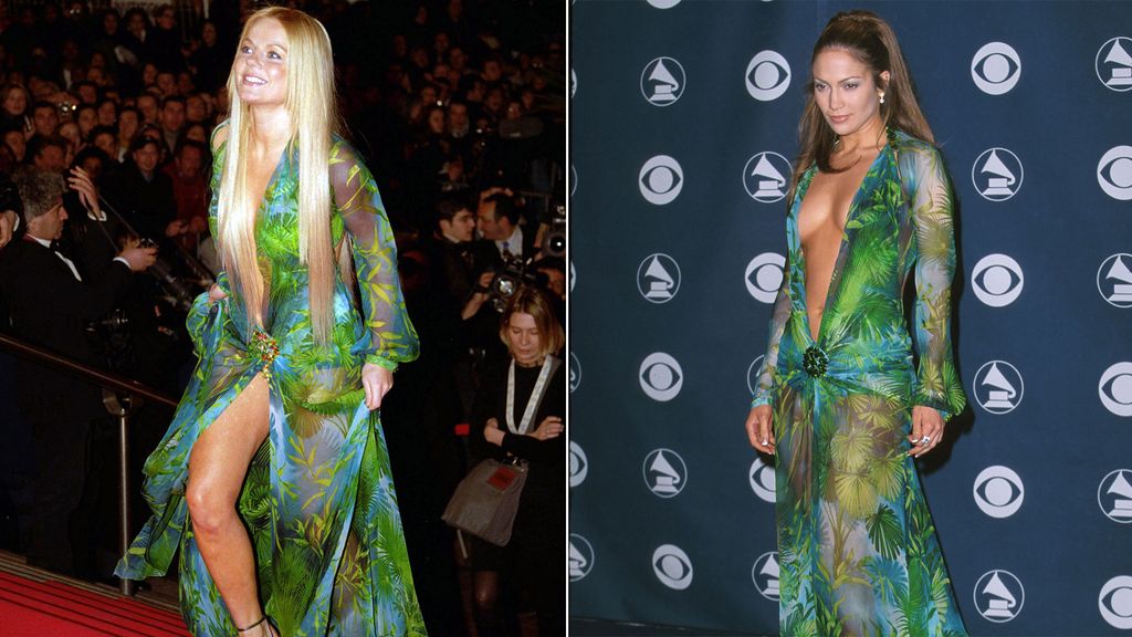 Geri Horner and Jlo in same green dress