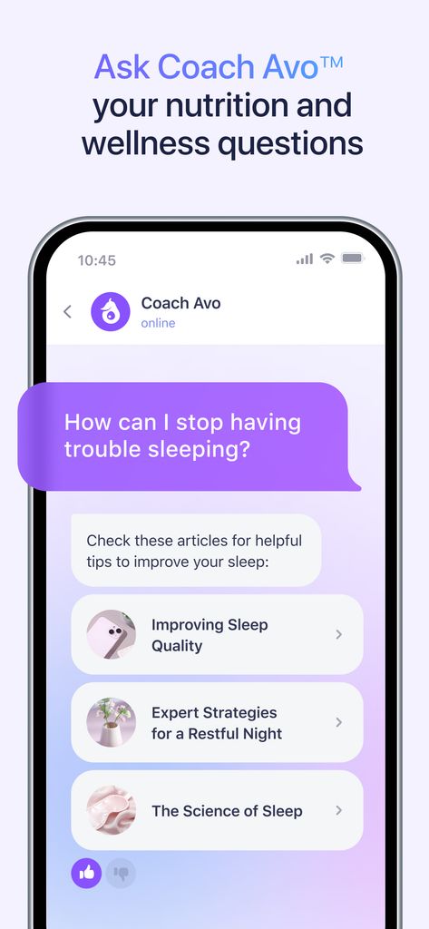 Simple app AI health coach Avo