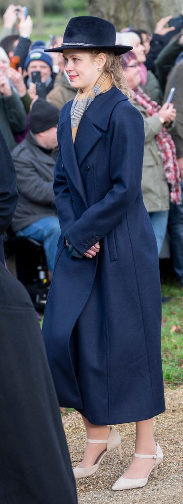 Lady Louise Windsor wore LK Bennett shoes and a wool coat by The Fold