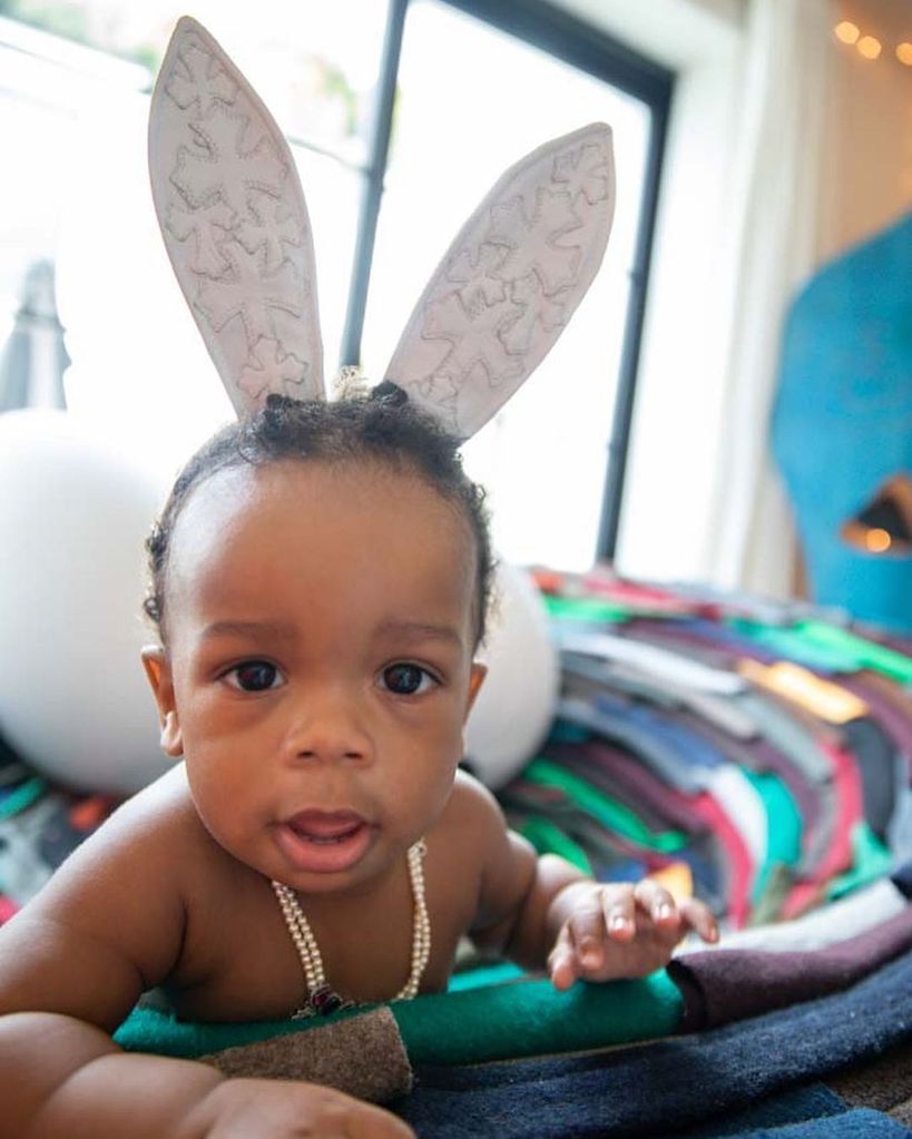 Rhianna's cute son in bunny ears