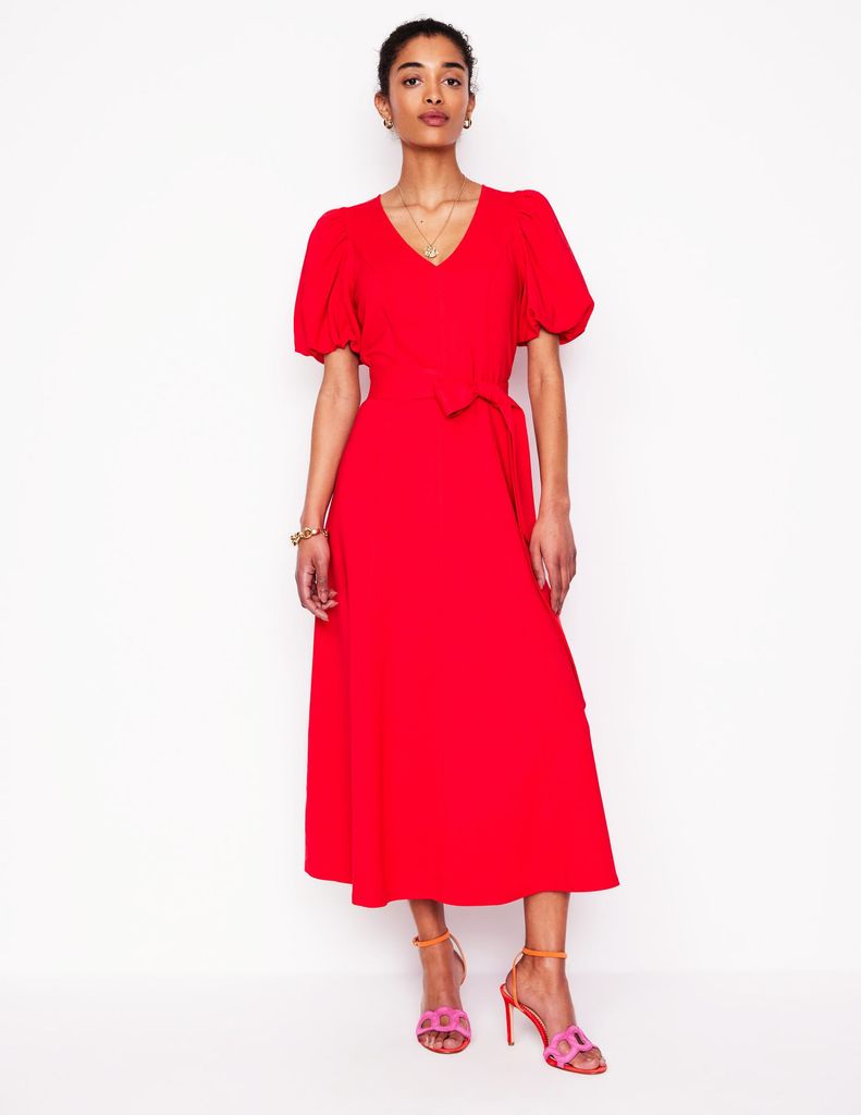 Volume Sleeve Midi Dress
