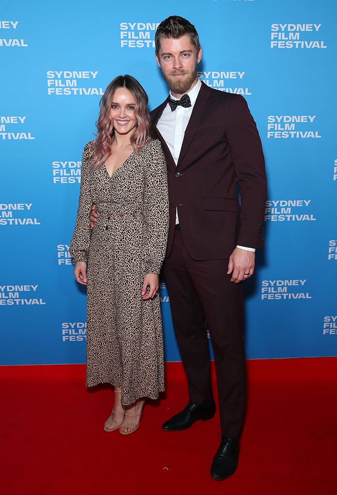 Luke Mitchell and Rebecca Breeds on red carpet