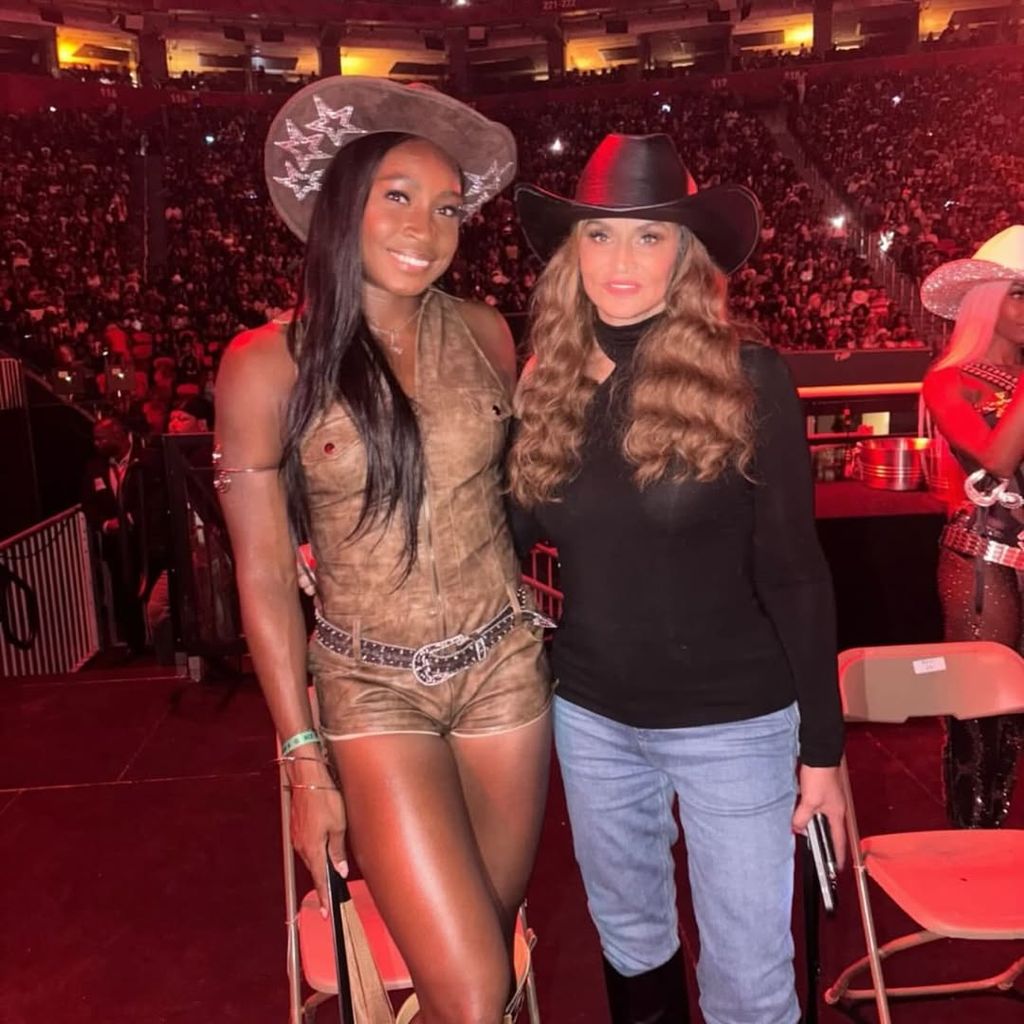 Coco Gauff and Beyonce's mother Tina Knowles took a picture at the Cowboy Carter Tour