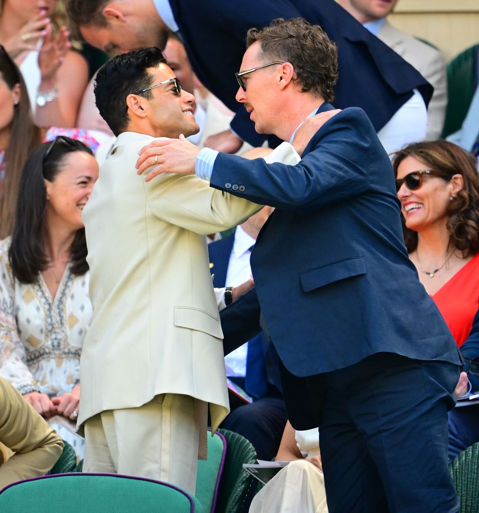 Rami Malek and Benedict Cumberbatch in the Royal Box on Cent COURT