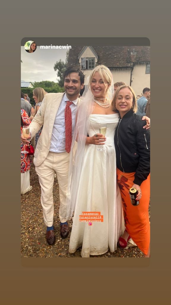 Amelia Windsor posing with the bride