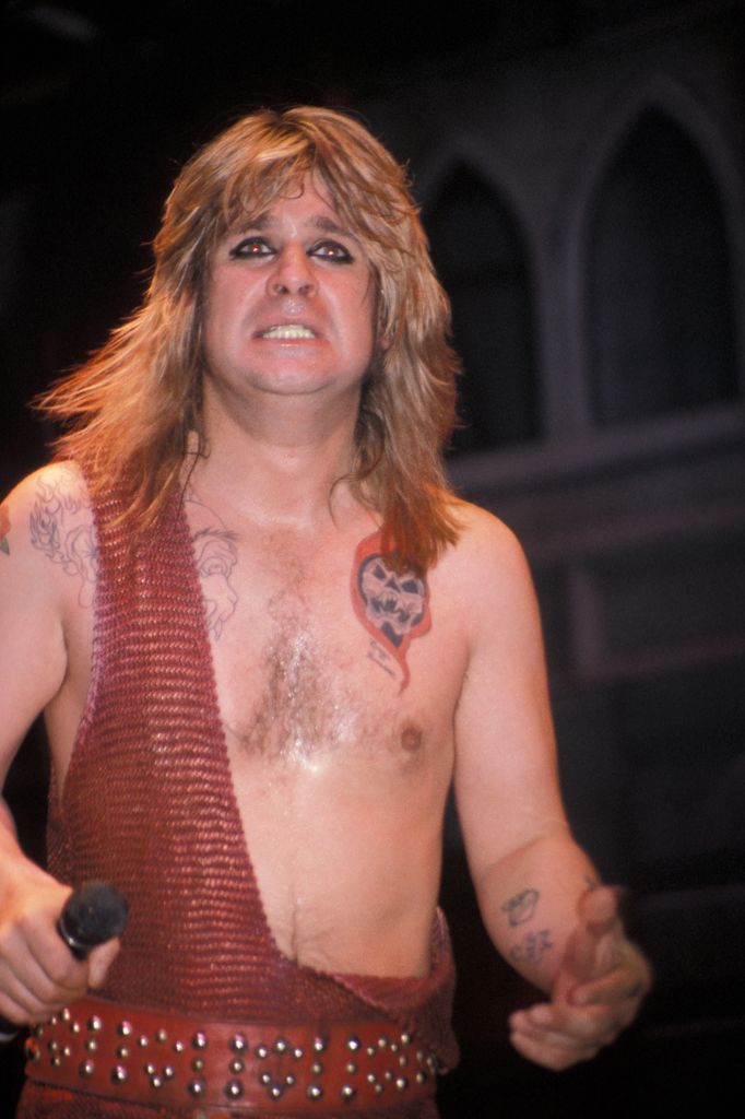 Ozzy Osbourne performing shirtless