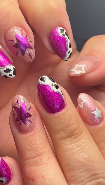 purple glitter western nails