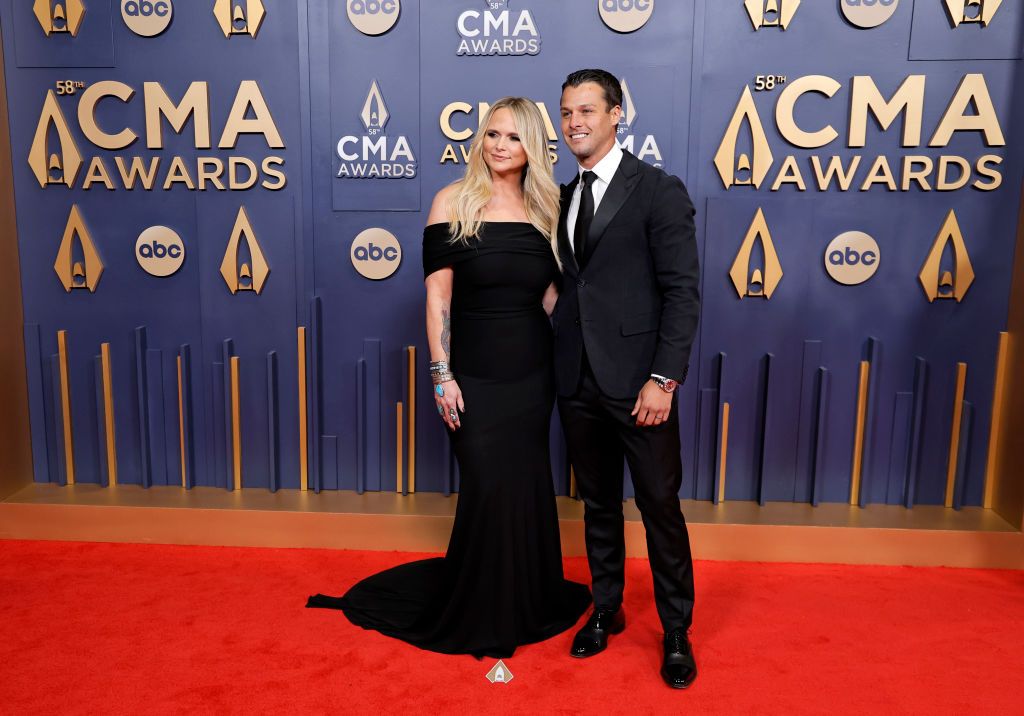 The couple twinned in matching black outfits for the event