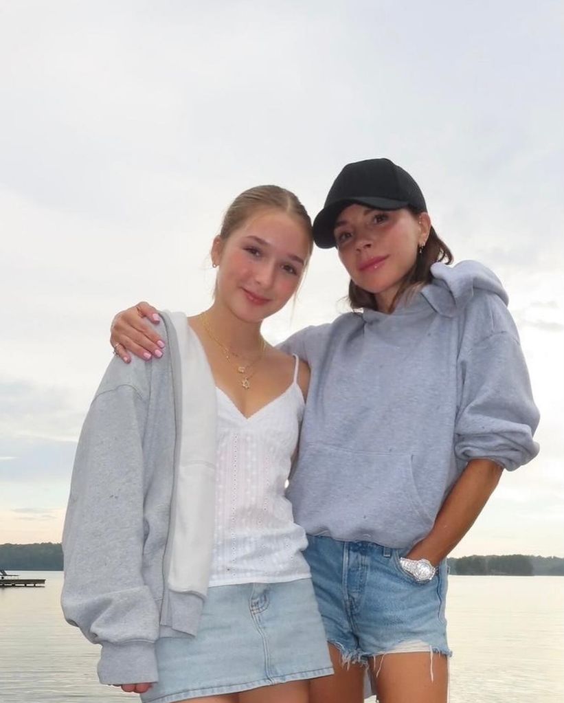 mother and daughter twinning in denim