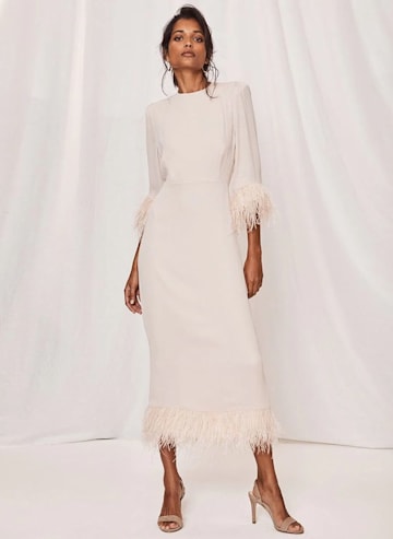 Mint Velvet feather ivory dress