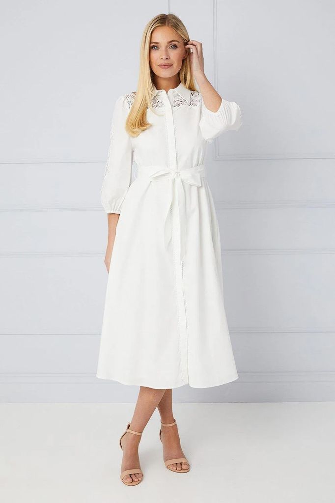 Occasion Cotton Cutwork Detail Shirt Dress