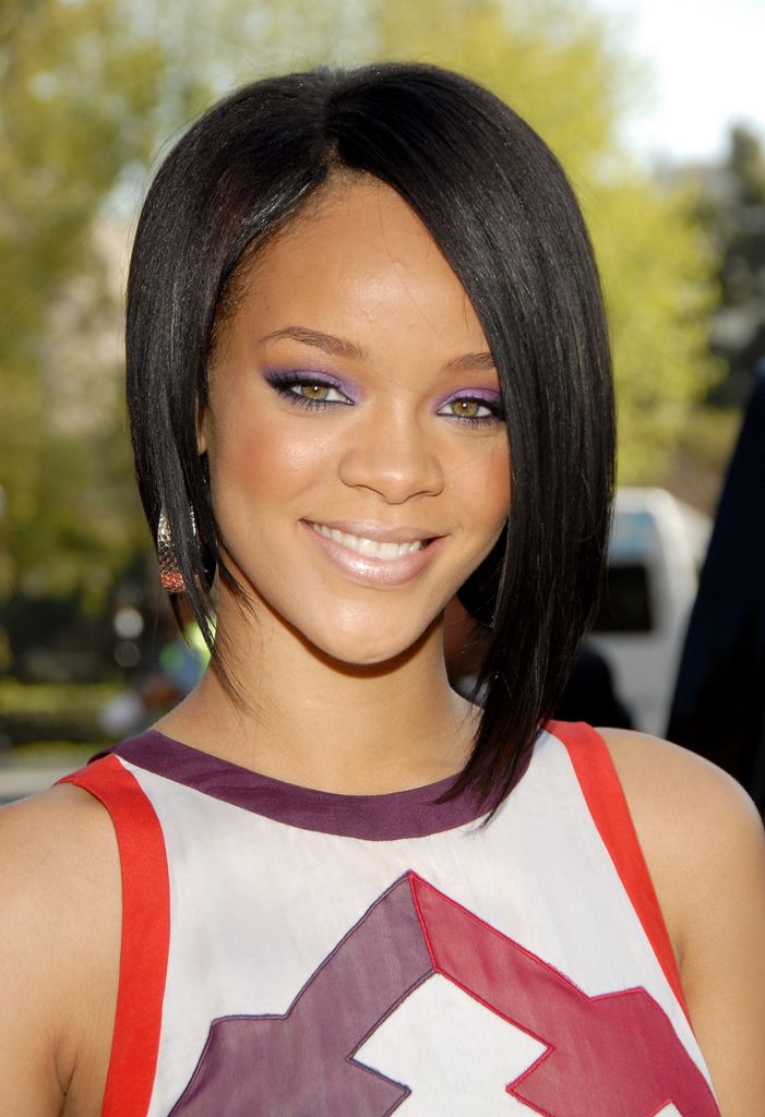 Rihanna with asymmetrical bob